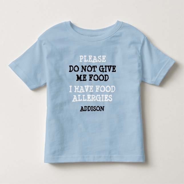 T-shirt Pour Les Tous Petits Chemise d'alerte d'allergie alimentaire personnali (Devant)