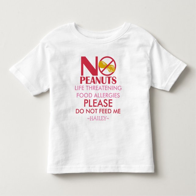 T-shirt Pour Les Tous Petits Chemise d'allergie aux arachides, Ne me nourrissez (Devant)