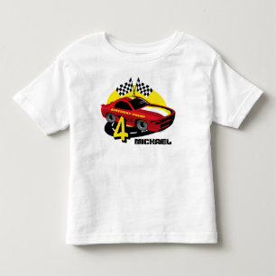 T-shirt Pour Les Tous Petits Chemise d'anniversaire de voiture de course 4ème