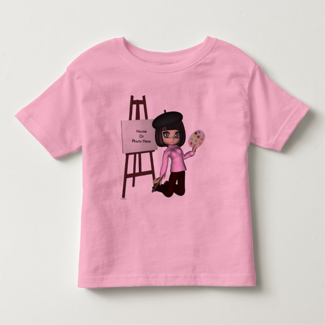 T-shirt Pour Les Tous Petits Chemise de l'artiste fille Easel (Devant)