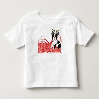 T-shirt Pour Les Tous Petits Chemise de ruche de Noël de Boston Terrier