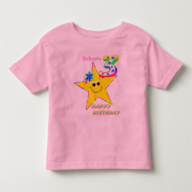 T-shirt Pour Les Tous Petits Chemise des étoiles du 3ème anniversaire (Devant)