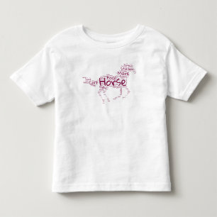 T-shirt Pour Les Tous Petits Chemise Filles Nuage de Mots de Cheval – Cheval In