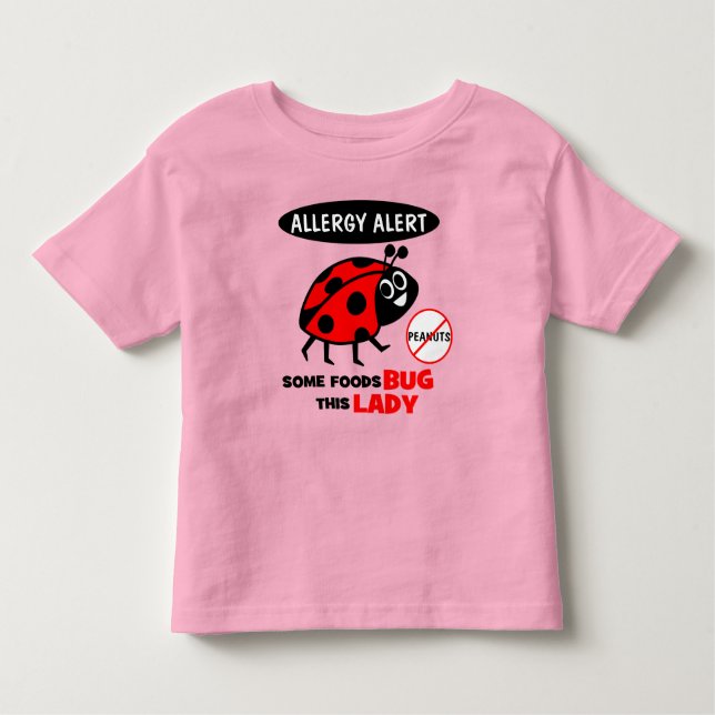 T-shirt Pour Les Tous Petits Chemise Ladybug d'alerte d'allergie aux arachides (Devant)