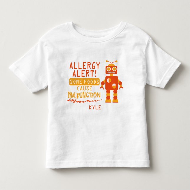 T-shirt Pour Les Tous Petits Chemise orange d'alerte d'allergie alimentaire de (Devant)