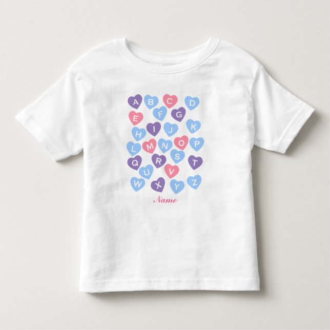 T-shirt Pour Les Tous Petits Chemise personnalisée d'ABCs, chemise d'alphabet, (Devant)