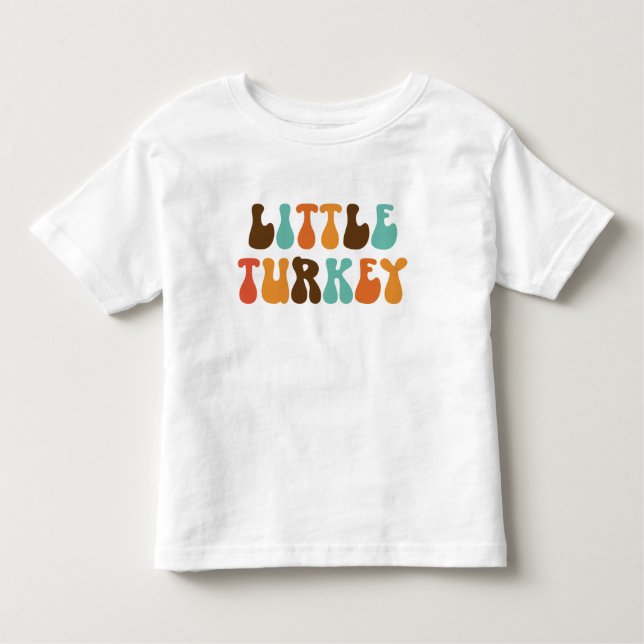 T-shirt Pour Les Tous Petits Chemise Petit Dindon Rétro de Thanksgiving (Devant)