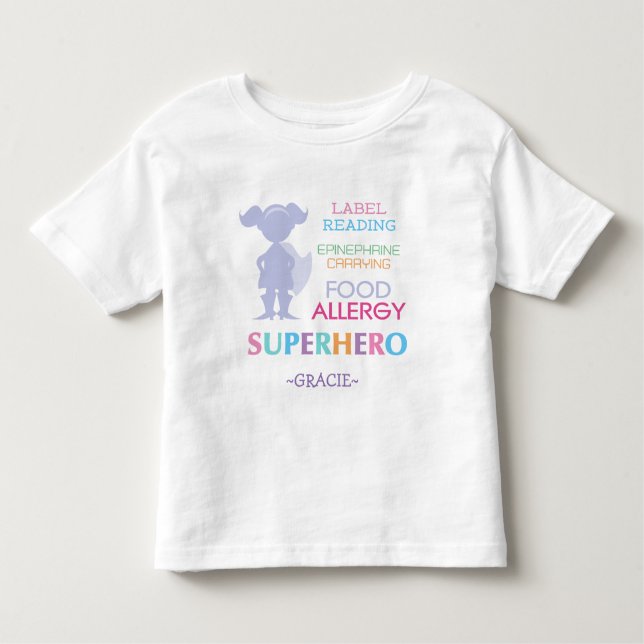 T-shirt Pour Les Tous Petits Chemise Super-héroïne Alerte Allergie Alimentaire (Devant)