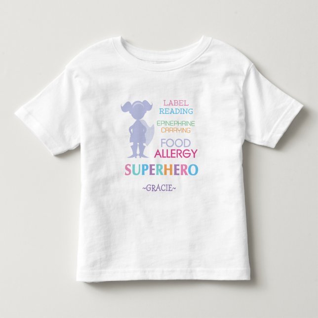 T-shirt Pour Les Tous Petits Chemise Superhero Girls Alerte Allergie Alimentair (Devant)