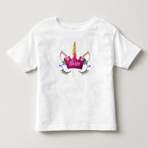 T-shirt Pour Les Tous Petits Chemise Unicorne Crowned 3ème anniversaire personn
