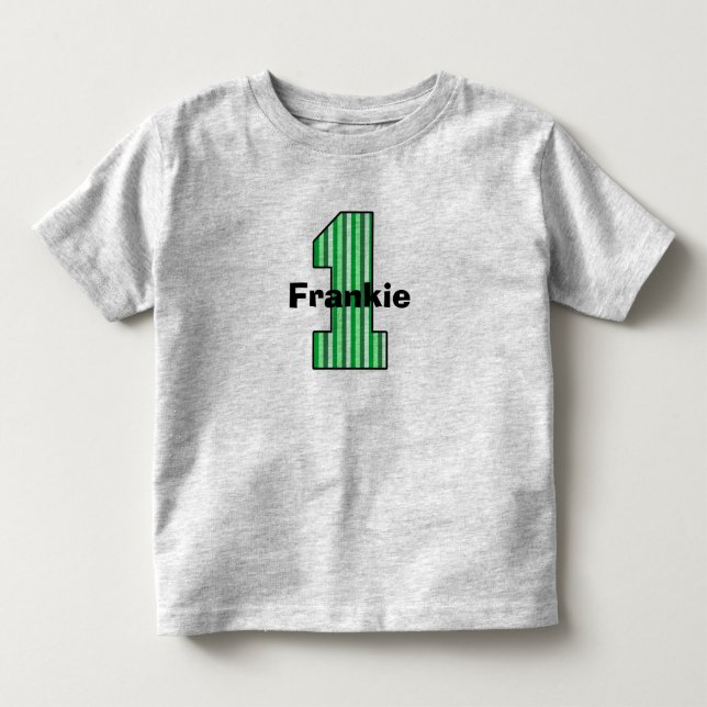 T-shirt Pour Les Tous Petits Chemise verte rayée premier anniversaire (Devant)