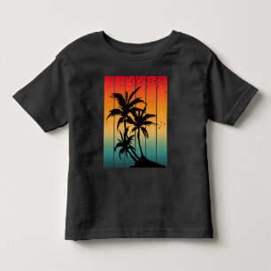 T-SHIRT POUR LES TOUS PETITS CHEMISE VINTAGE RÉTRO PALMIERS COUCHER DE SOLEIL