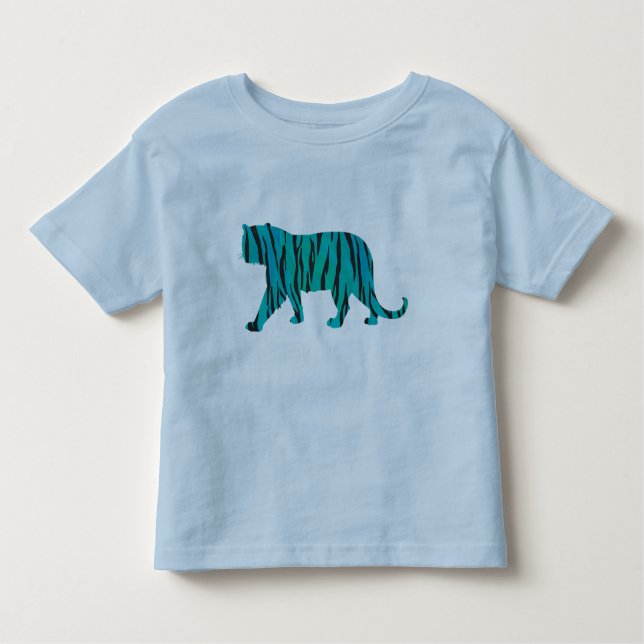 T-shirt Pour Les Tous Petits Chemises Tiger noir et Turquoise Silhouettes (Devant)