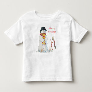 T-shirt Pour Les Tous Petits Cher bonhomme de neige souriant dans la neige à no