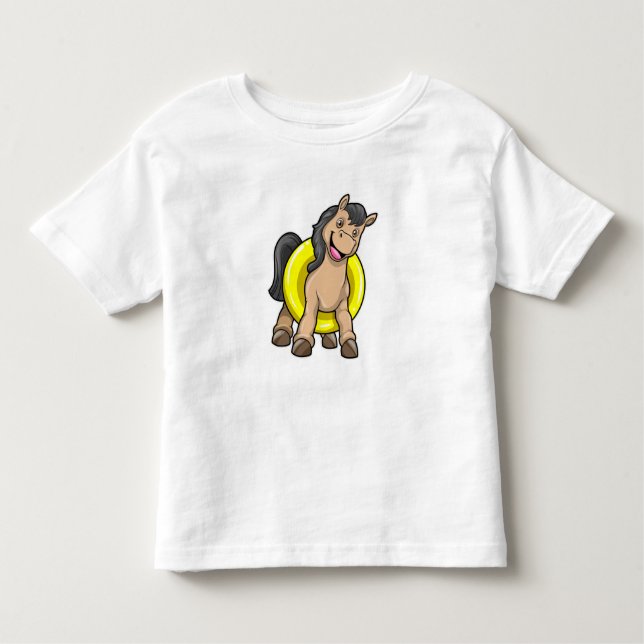 T-shirt Pour Les Tous Petits Cheval à la plage avec bouée (Devant)