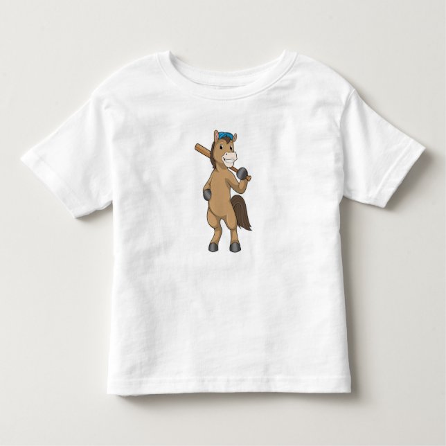 T-shirt Pour Les Tous Petits Cheval au baseball avec batte de baseball (Devant)