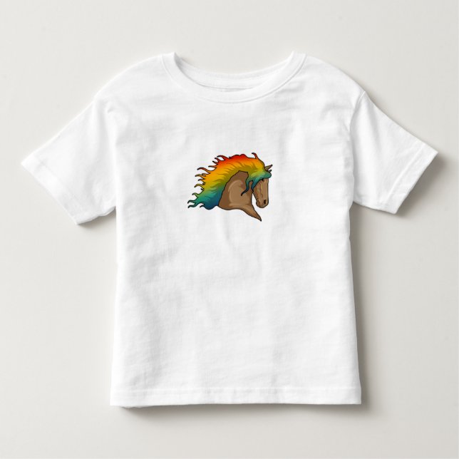 T-shirt Pour Les Tous Petits Cheval aux crinières arc-en-ciel (Devant)