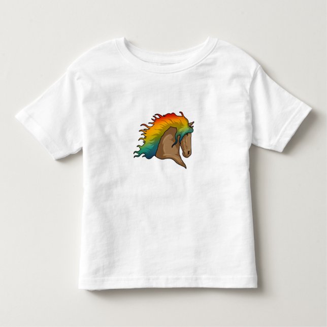 T-shirt Pour Les Tous Petits Cheval aux crins arc-en-ciel (Devant)
