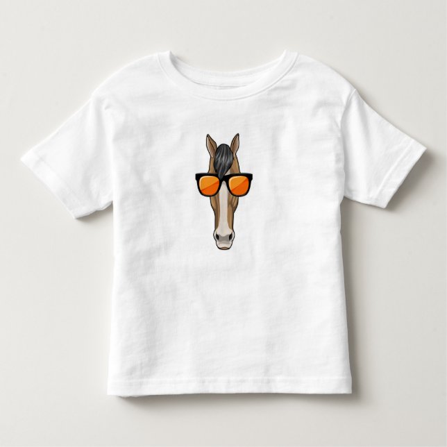 T-shirt Pour Les Tous Petits Cheval avec des lunettes de soleil (Devant)