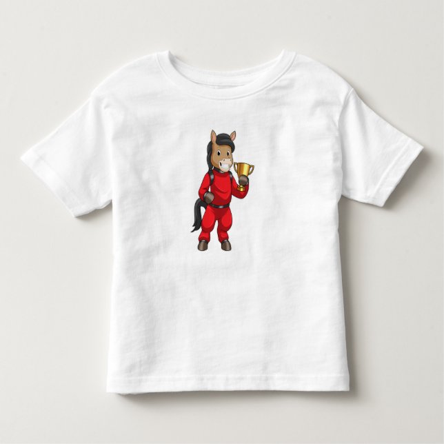 T-shirt Pour Les Tous Petits Cheval champion avec trophée (Devant)