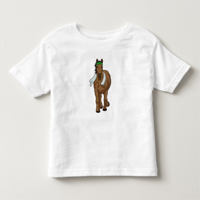 T-shirt Pour Les Tous Petits Cheval comme coureur avec serviette (Devant)