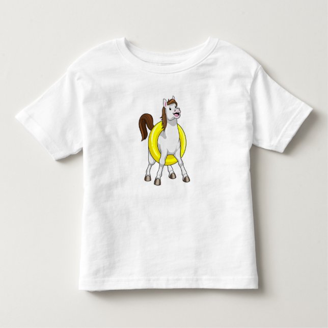 T-shirt Pour Les Tous Petits Cheval comme nageur avec Lifebouy (Devant)
