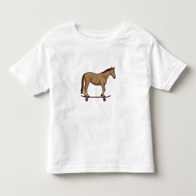 T-shirt Pour Les Tous Petits Cheval comme patineur sur skateboard (Devant)