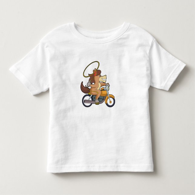 T-shirt Pour Les Tous Petits Cheval en Cowboy avec Lasso & Motorcycle (Devant)