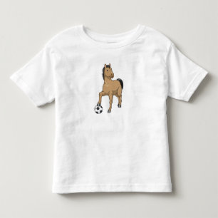 T-shirt Pour Les Tous Petits Cheval en joueur de football avec ballon de footba