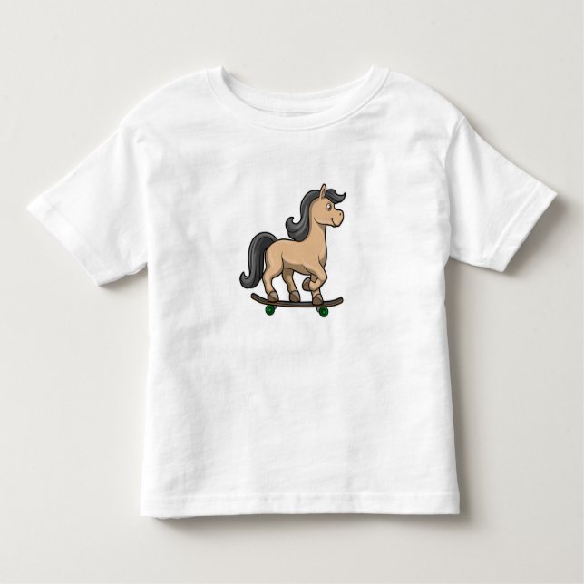 T-shirt Pour Les Tous Petits Cheval en Patinage avec Skateboard (Devant)