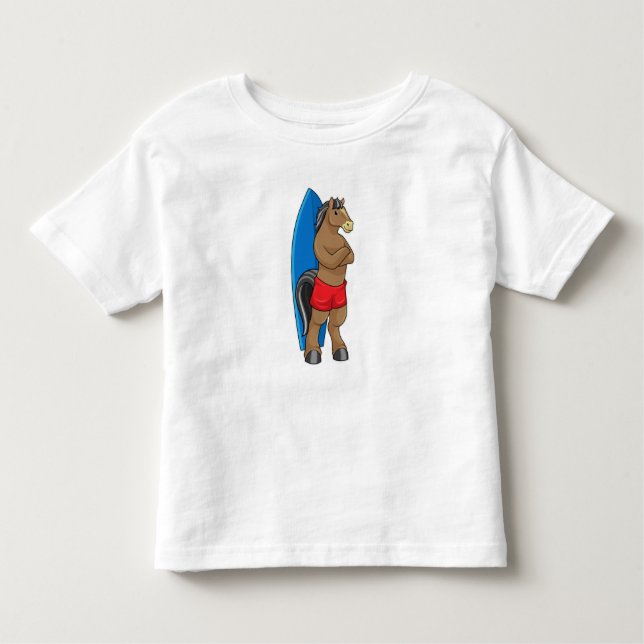 T-shirt Pour Les Tous Petits Cheval en surfeur avec planche de surf (Devant)