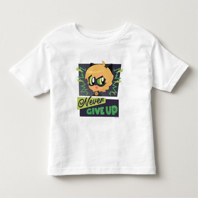 T-shirt Pour Les Tous Petits Chibi Cat Noir n'abandonne jamais (Devant)