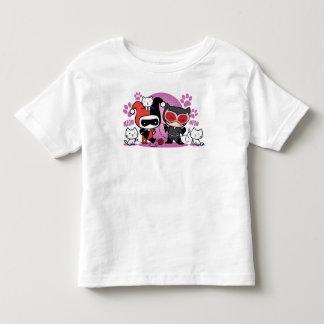 T-shirt Pour Les Tous Petits Chibi Harley Quinn & Chibi Catwoman Avec Chats