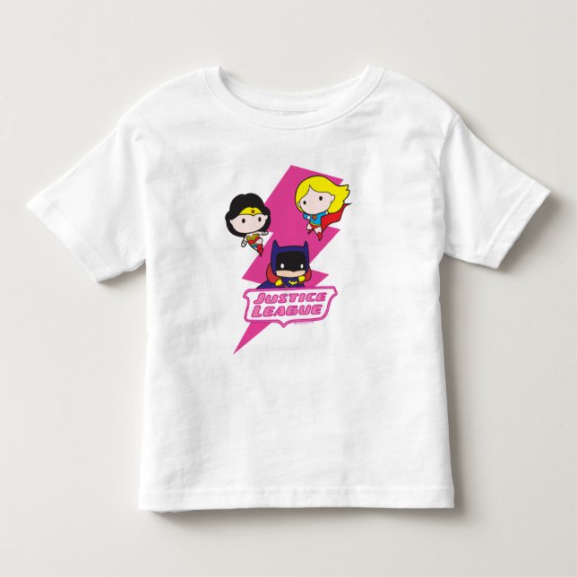 T-shirt Pour Les Tous Petits Chibi Justice League Éclair rose (Devant)
