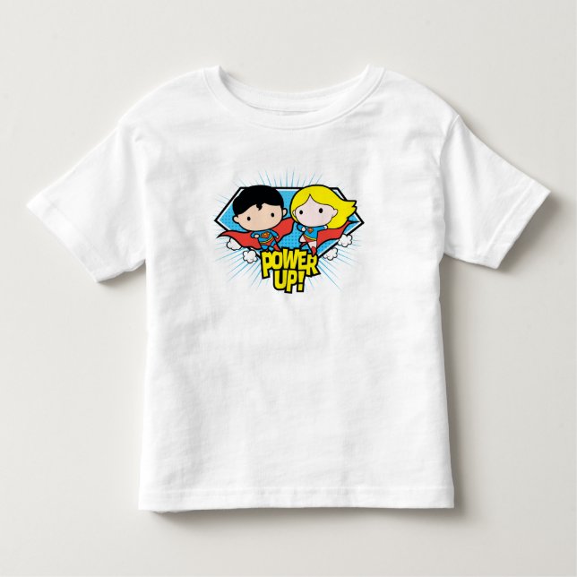 T-shirt Pour Les Tous Petits Chibi Superman & Chibi Supergirl Power Up! (Devant)