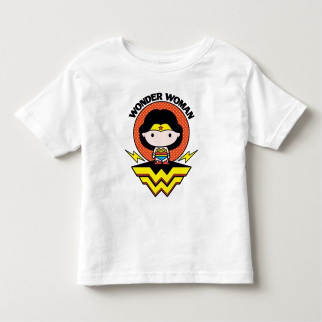 T-shirt Pour Les Tous Petits Chibi Wonder Woman avec Pois et logo (Devant)