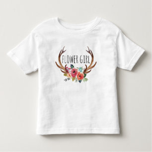 T-shirt Pour Les Tous Petits Chic aquarelle Floral Cerf Horn /Flower Girl-9
