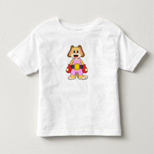 T-shirt Pour Les Tous Petits Chien à la boxe avec gants de boxe