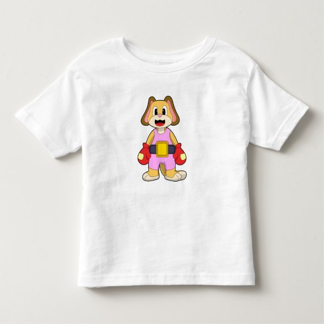 T-shirt Pour Les Tous Petits Chien à la boxe avec gants de boxe (Devant)