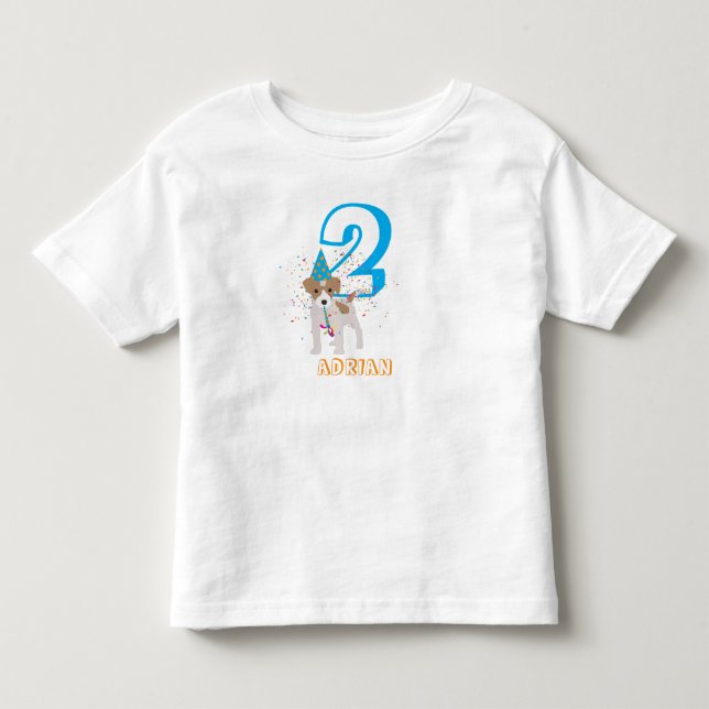 T-shirt Pour Les Tous Petits Chien Animal Bébé Fête d'anniversaire Enfants Âge (Devant)