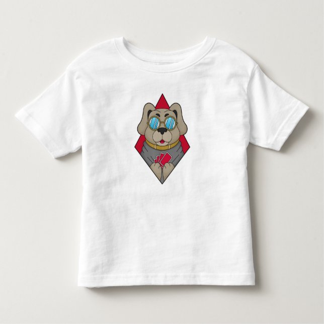 T-shirt Pour Les Tous Petits Chien au Poker avec cartes de Poker (Devant)