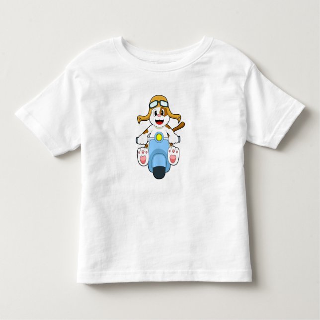T-shirt Pour Les Tous Petits Chien comme Biker avec Scooter.PNG (Devant)