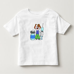T-shirt Pour Les Tous Petits Chien comme docteur avec seringue
