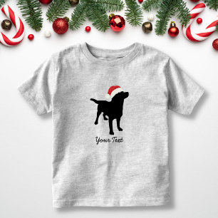 T-shirt Pour Les Tous Petits Chien de laboratoire noir avec chapeau de Noël