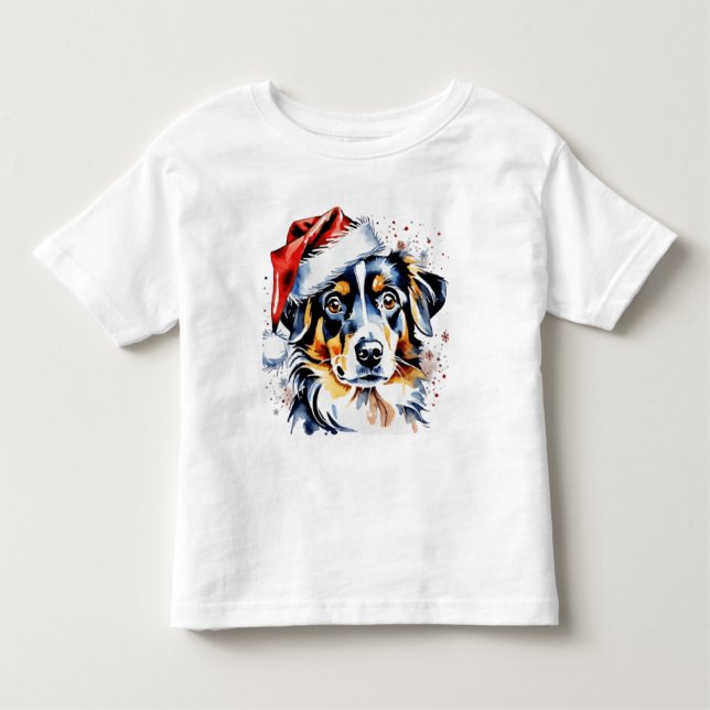 T-shirt Pour Les Tous Petits Chien de Noël mignon (Devant)