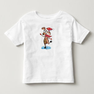 T-shirt Pour Les Tous Petits Chien de Noël Whimsical sur patins à glace