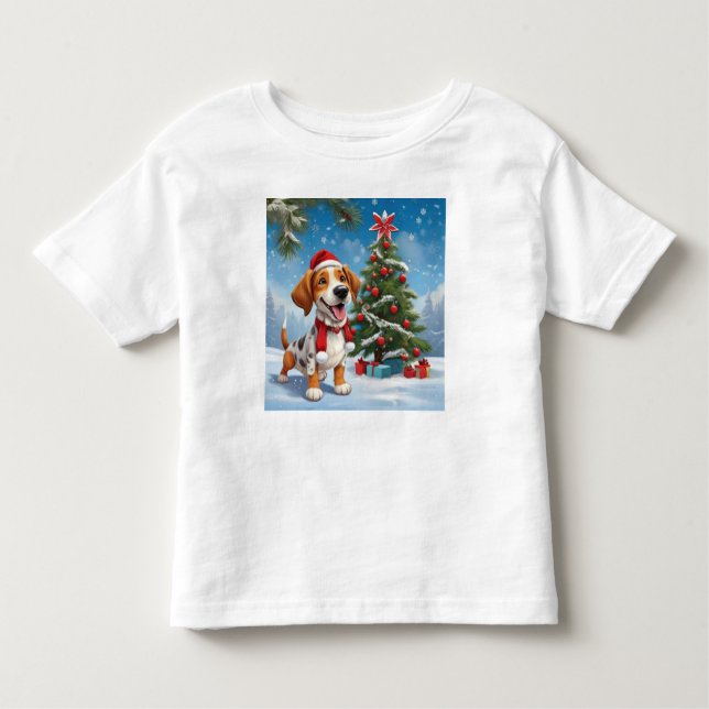 T-shirt Pour Les Tous Petits Chien du Père Noël (Devant)