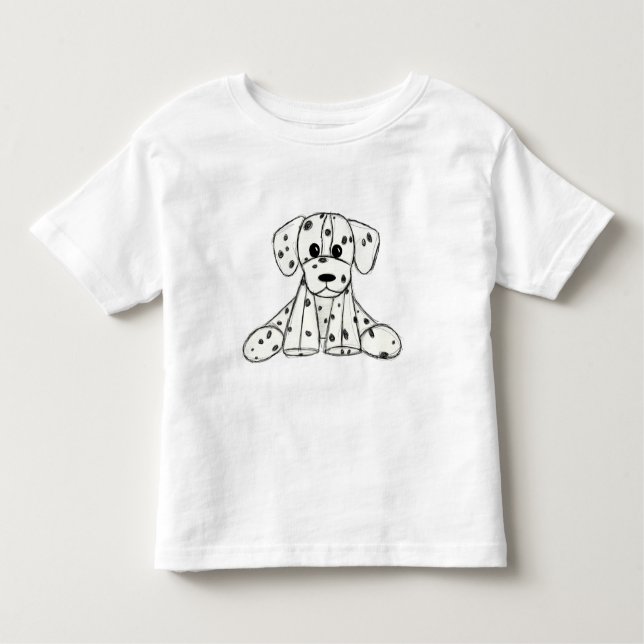 T-shirt Pour Les Tous Petits Chien en dalmate dessin simple noir (Devant)