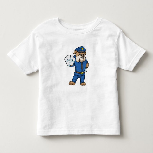 T-shirt Pour Les Tous Petits Chien en policier avec uniforme (Devant)