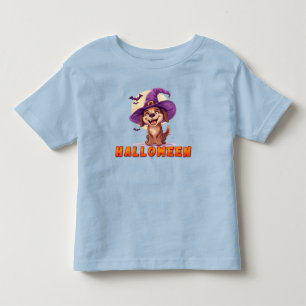 T-shirt Pour Les Tous Petits Chien heureux portant un chapeau de sorcière céléb